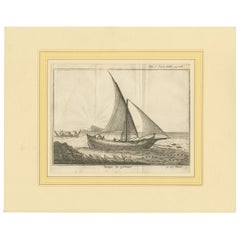 Impression ancienne d'un bateau de pêche par Pluche (1735)