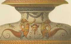 Impression ancienne d'un flambeau et d'un Salire par Delange '1869'