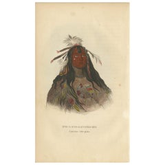 Impression ancienne d'un guerrier à tête plate par Prichard '1843'