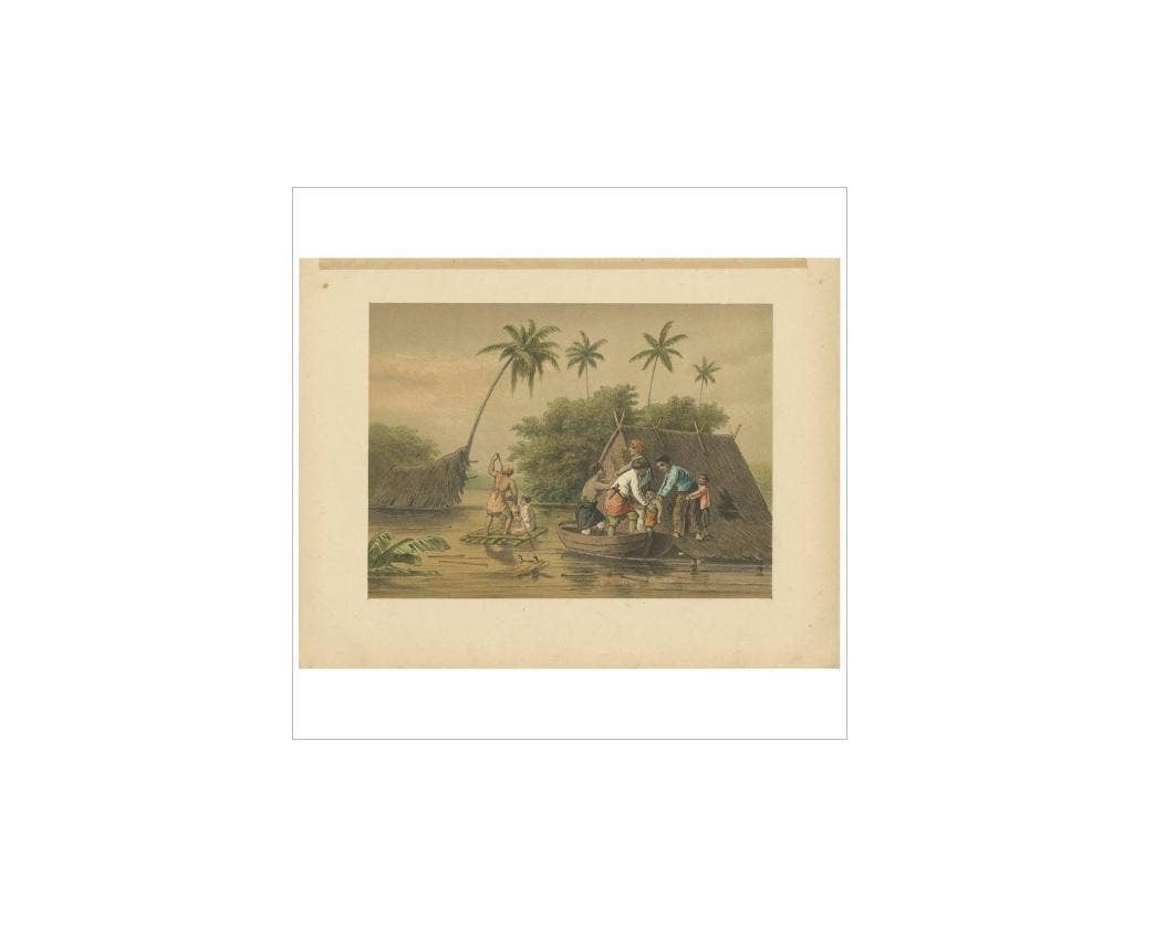Antique Print of a Flooding near Tegal by M.T.H. Perelaer, 1888