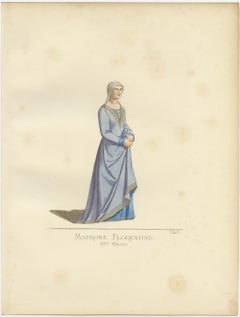 Stampa antica di una matrona fiorentina, XV secolo, di Bonnard, 1860