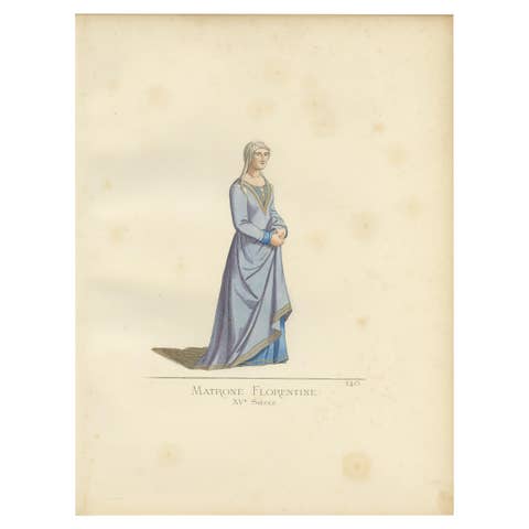 Antique Print of a Florentine Matrona, 15th Century, by Bonnard, 1860