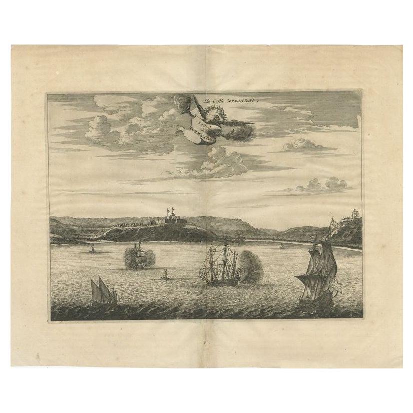 Antiker Druck eines Forts an der Goldküste Afrikas von Dapper, um 1670