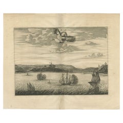Antiker Druck eines Forts an der Goldküste Afrikas von Dapper, um 1670