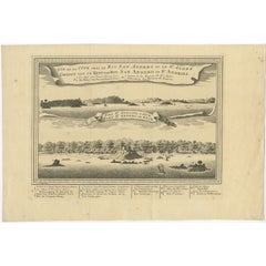 Antique Print of a Fort on the Ivory Coast and Axim, Africa, 1748