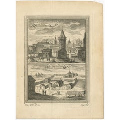 Antique Print of a Fortress and Prison in Siberia, Russia, 1768