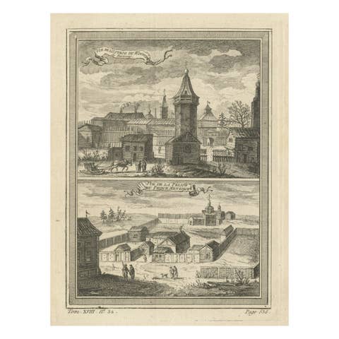 Antique Print of a Fortress and Prison in Siberia, Russia, 1768