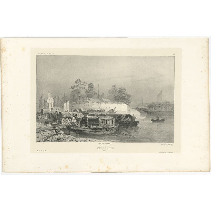 Antique print titled 'Fort de Canton'. This print depicts a fort in Guangzhou, China. Originates from 'Voyage autour du monde, exécuté pendant les années 1836 et 1837 sur la corvette La Bonite (..)' by A.N. Vaillant. 

The main aim of this voyage