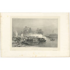 Antique Print of a Fortress in Guangzhou in China, c.1850