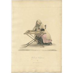 Antique Print of a Fortune Teller Woman of Valenciennes, France, 1817