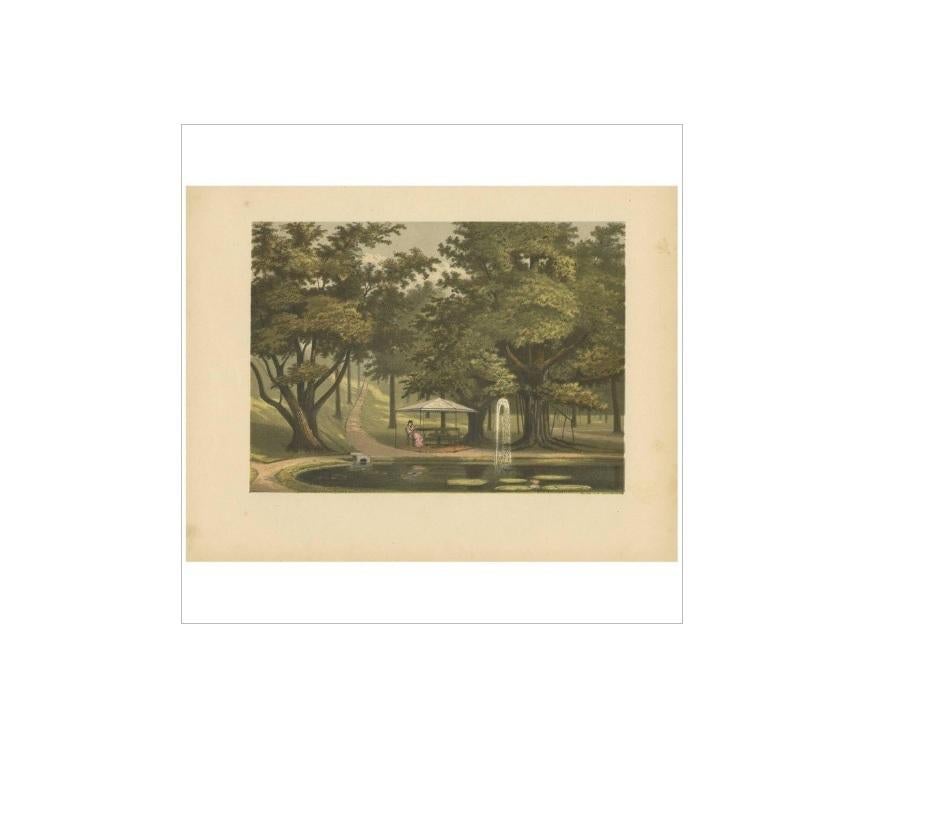 Impression ancienne d'une fontaine à Java, en Indonésie. Cette gravure provient de 