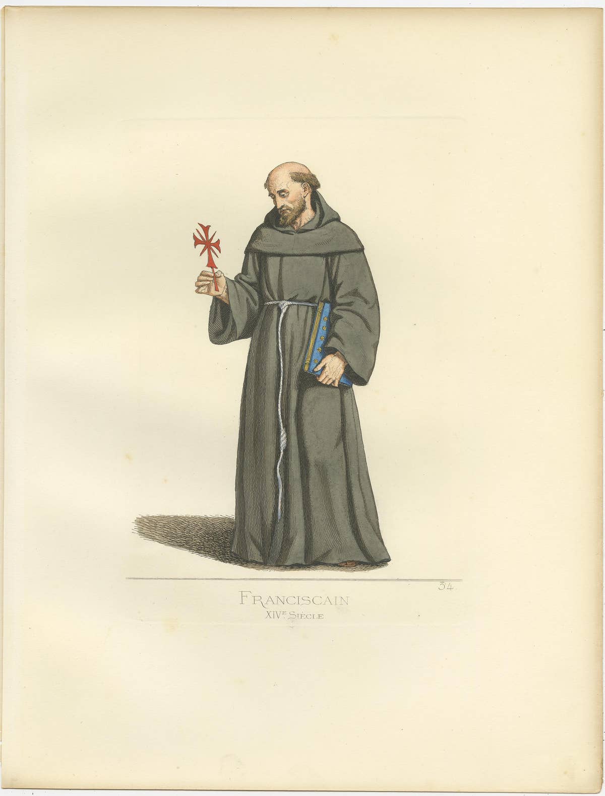 Antique Print of a Franciscan Monk by Bonnard, '1860'