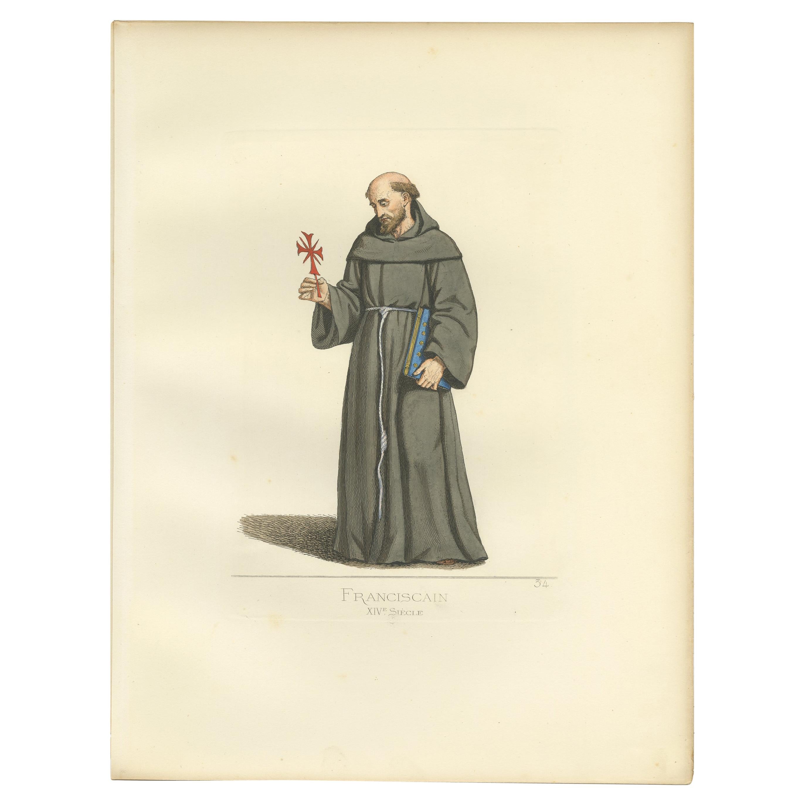 Antique Print of a Franciscan Monk by Bonnard, '1860' For Sale