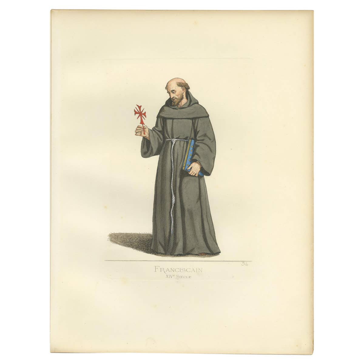 Antique Print of a Franciscan Monk by Bonnard, '1860'