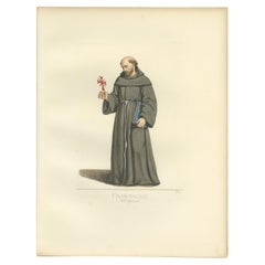 Antique Print of a Franciscan Monk by Bonnard, '1860'
