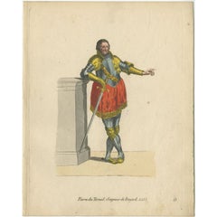 Antique Print of a French Knight Named Pierre Terrail, 1805