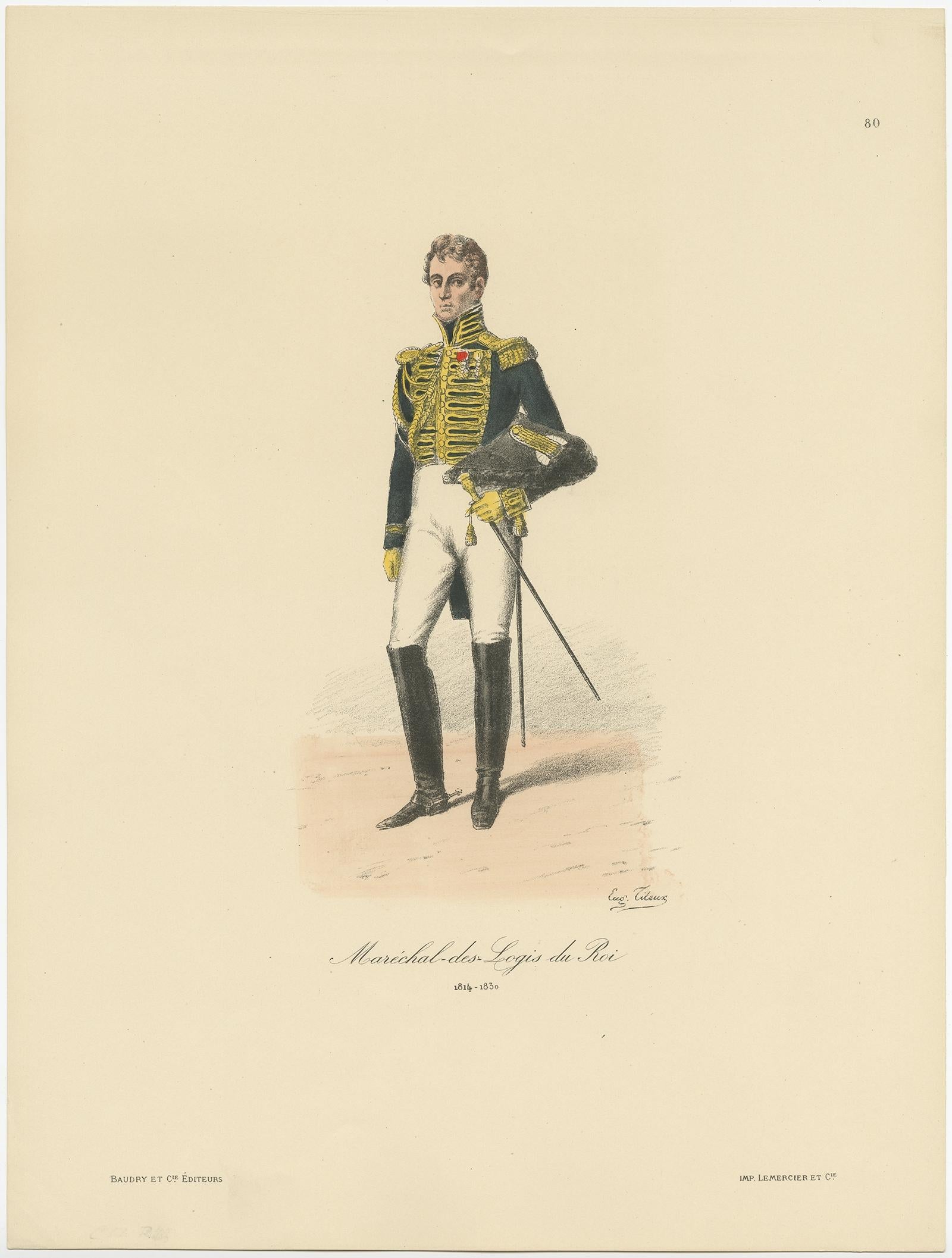 Paper Antique Print of a French Marshal, 1890 For Sale