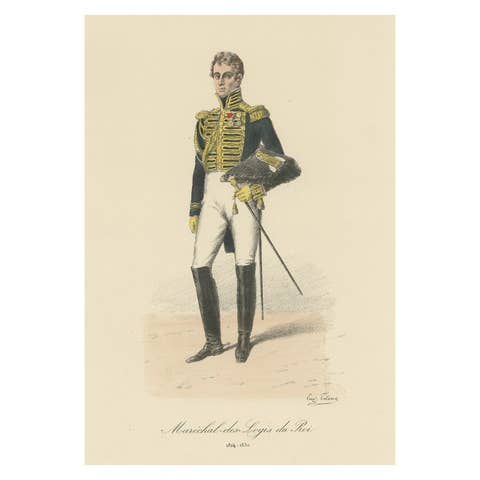 Antique Print of a French Marshal, 1890