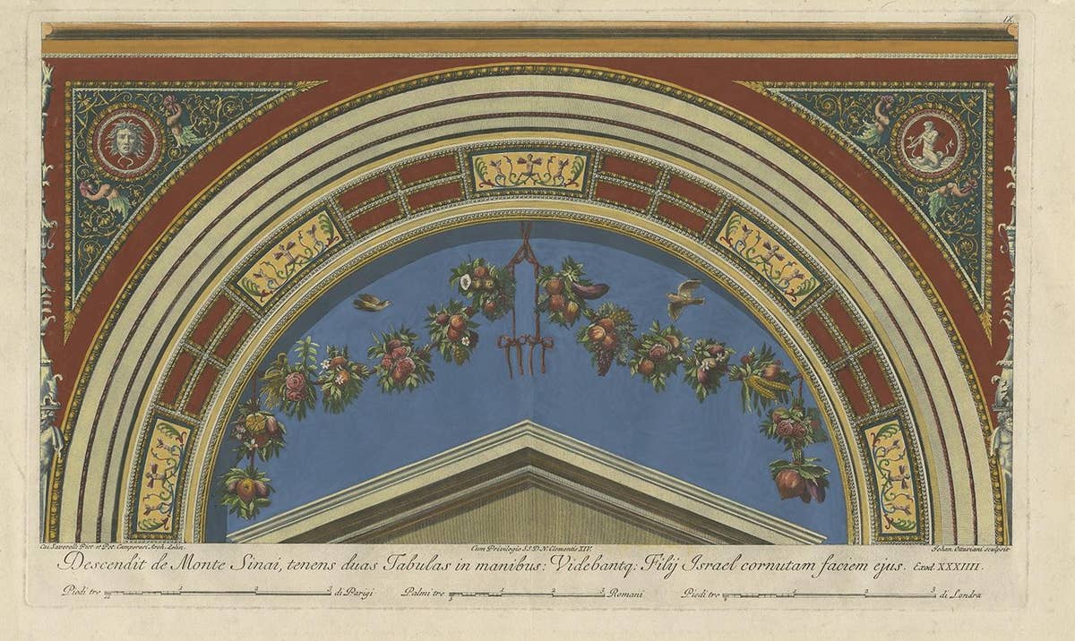 Large Decorative Antique Print of a Fresco in the Vatican by Ottaviani, ca. 1775