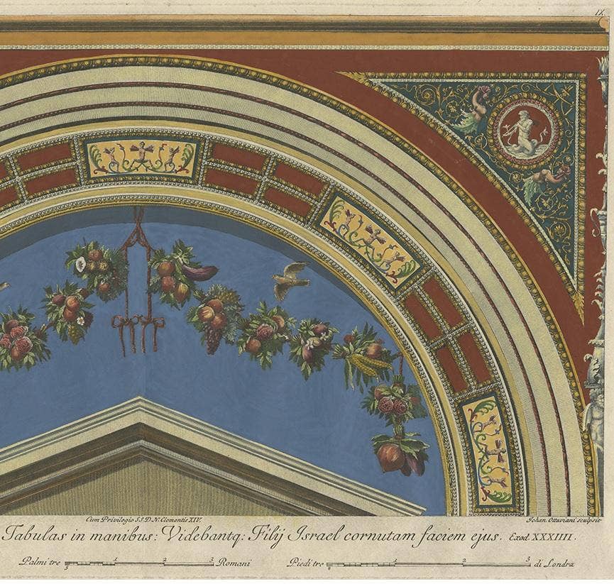 Large Decorative Antique Print of a Fresco in the Vatican by Ottaviani, ca. 1775