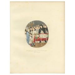 Antique Print of a Funeral of an Italian Bishop, 14th Century, by Bonnard, 1860