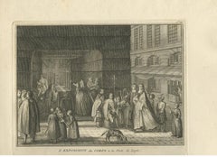 Antique Print of a Funeral Procession by Picart, circa 1725
