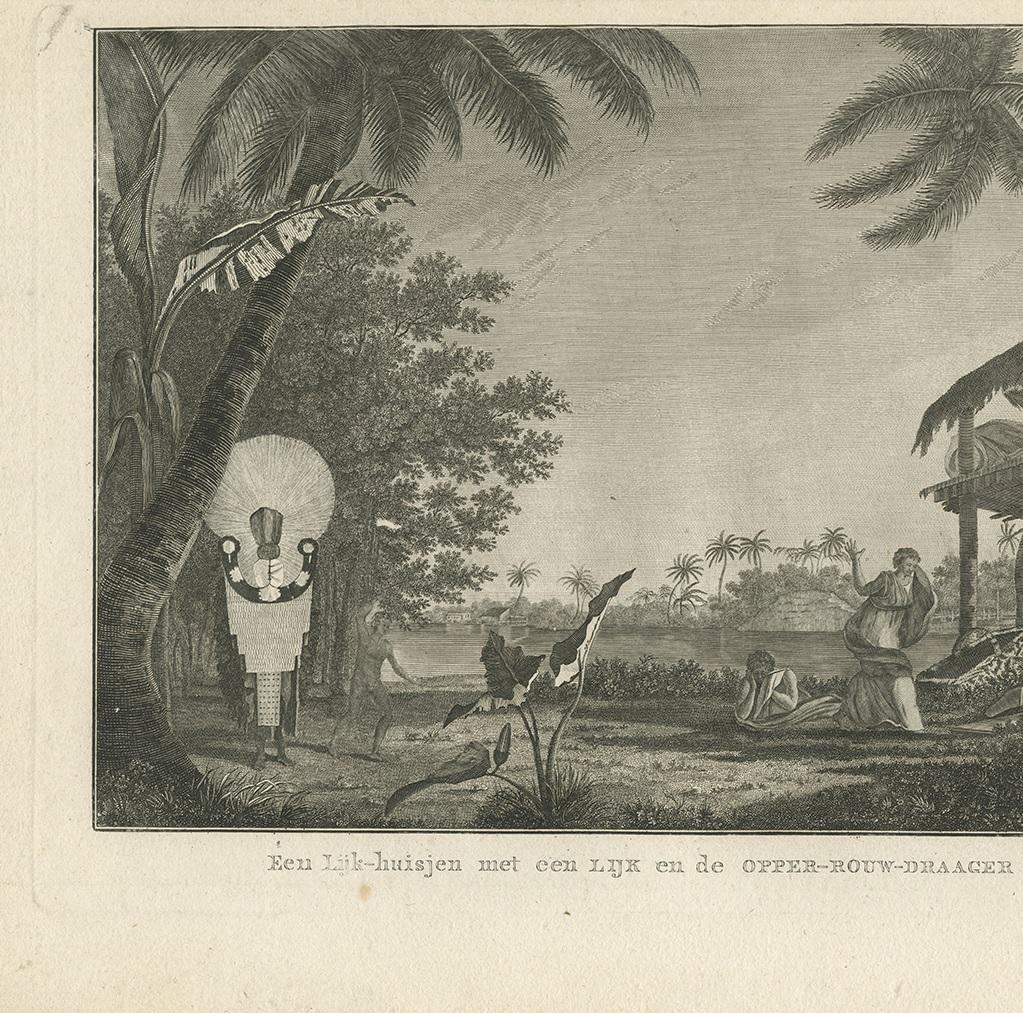 Dutch Antique Print of a Funeral Ritual by Cook, 1803 For Sale