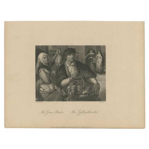Antique Print of a Game Dealer, circa 1850