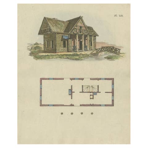 Antique Print of a Garden House from Garden Architecture by Van Laar, 1802