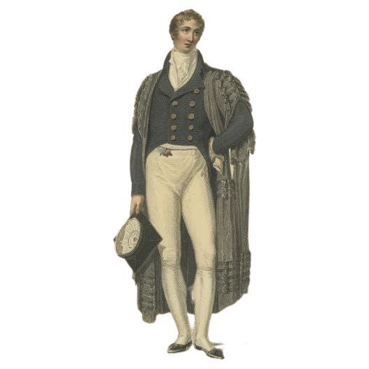 Antique Print of a Gentleman-Commoner From History of Oxford and Cambridge, 1814 In Good Condition For Sale In Langweer, NL