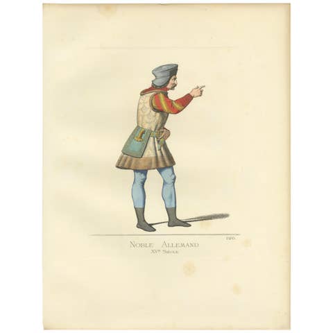 Antique Print of a German Nobleman, 15th Century, by Bonnard, 1860