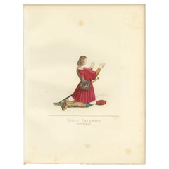 Antique Print of a German Nobleman, 15th Century, by Bonnard, 1860