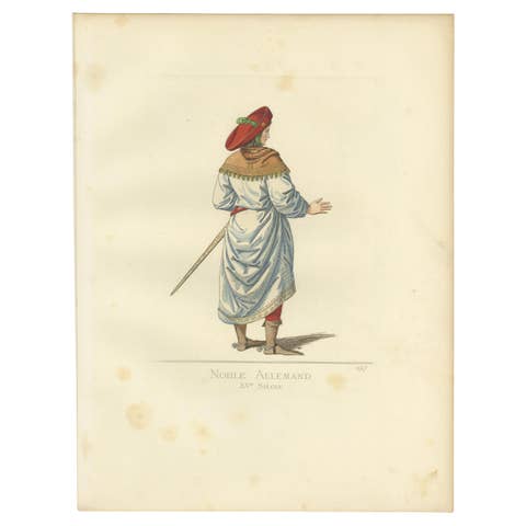 Antique Print of a German Nobleman, 15th Century, by Bonnard, 1860