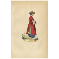 Estampa antigua de una niña de Cochinchina por Wahlen, '1843