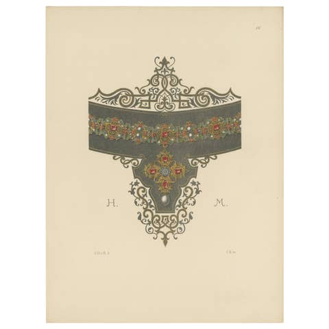 Antique Print of a Gold Necklace by Hefner-Alteneck '1890'