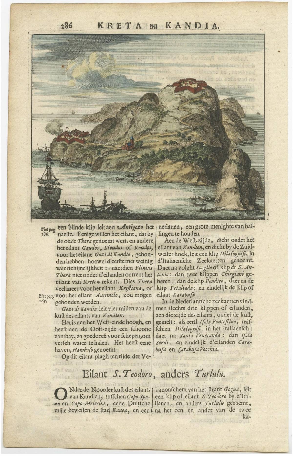 Antique Print of a Greece Island, Most Likely Gavdopoula South of Crete, 1688