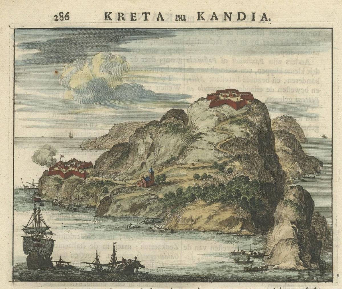 Antique Print of a Greece Island, Most Likely Gavdopoula South of Crete, 1688