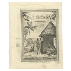 Antique Print of a Griot Playing the Balafon in Africa, 1746