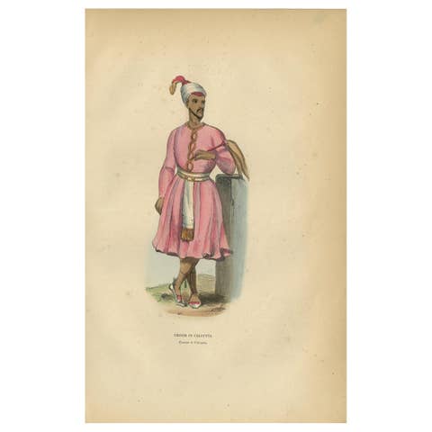 Antique Print of a Groom in Kolkata by Wahlen '1843'