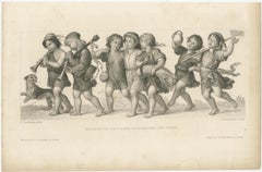 Antique Print of a Group of Children and a Dog