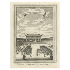 Antiker Druck einer Ehrengarderobe für das Farewell von Isbrand Ides, China, 1749