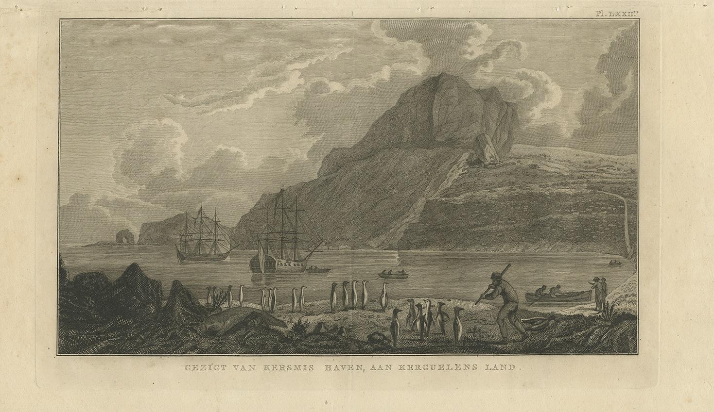 Dutch Antique Print of The Kerguelen Islands or the Desolation Islands by Cook, 1803