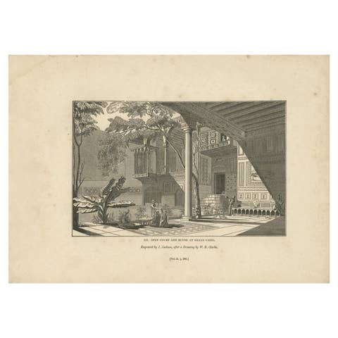 Antique Print of a House and Court in Greater Cairo in Egypt, 1835