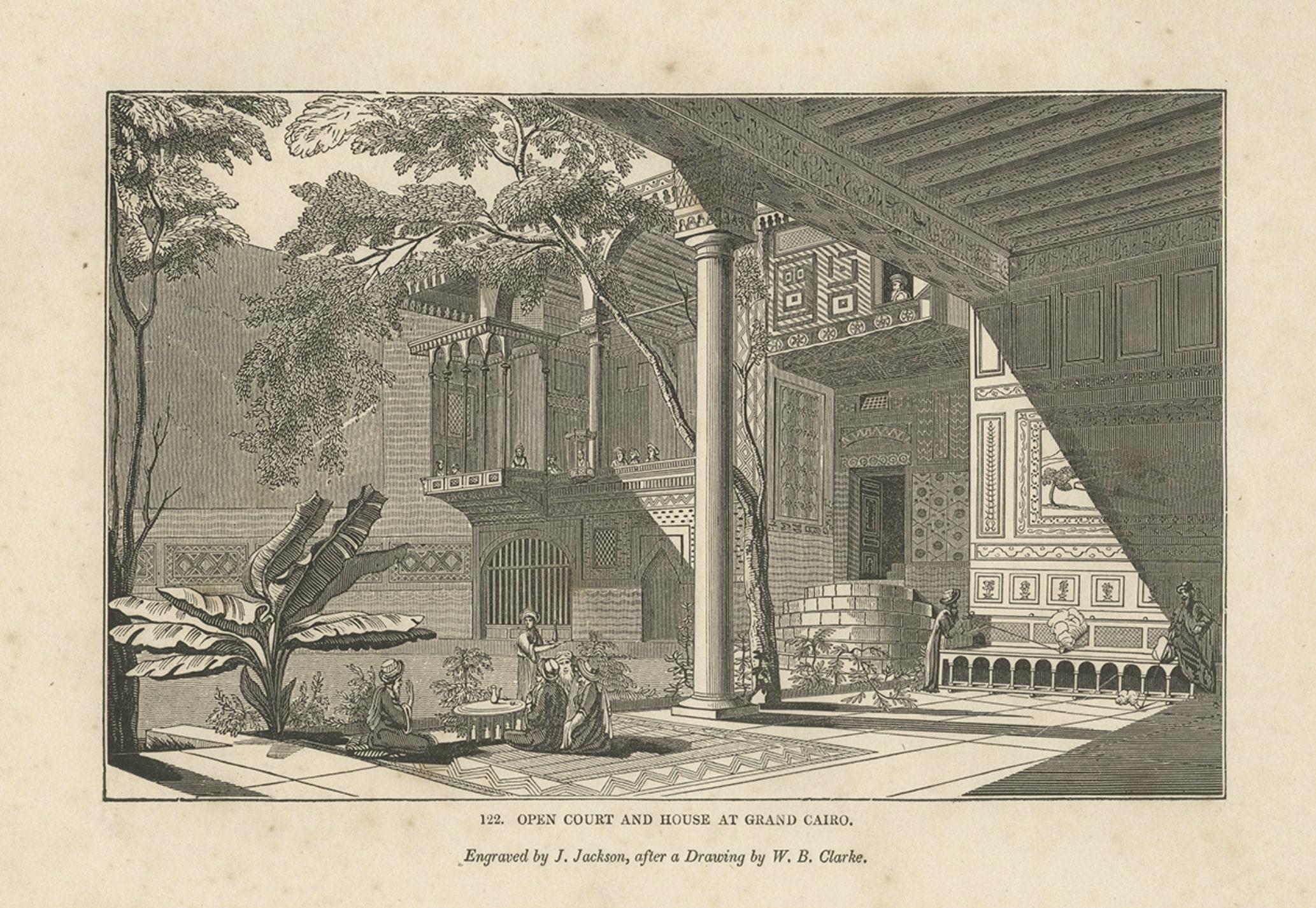 Antique Print of a House and Court in Greater Cairo in Egypt, 1835 For Sale 1