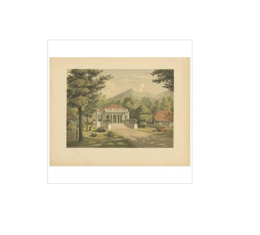 19th Century Antique Print of a House on Java by M.T.H. Perelaer, 1888 For Sale