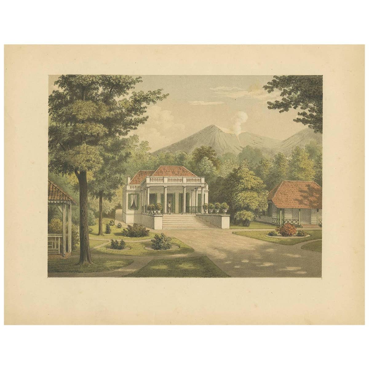 Antique Print of a House on Java by M.T.H. Perelaer, 1888