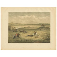 Antique Print of a Hunting Scene on Java by M.T.H. Perelaer, 1888