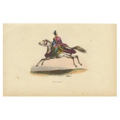 Antique Print of a Japanese Cavalry by Wahlen '1843'