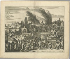 Antique Print of a Japanese Funeral Ceremony