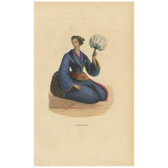 Antiker Druck einer japanischen Dame, '1843'